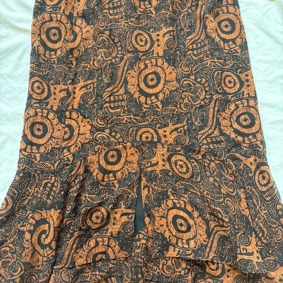 Chico’s Brown and black aztec paisley floral ruffle skirt midi skirt - Picture 3 of 4